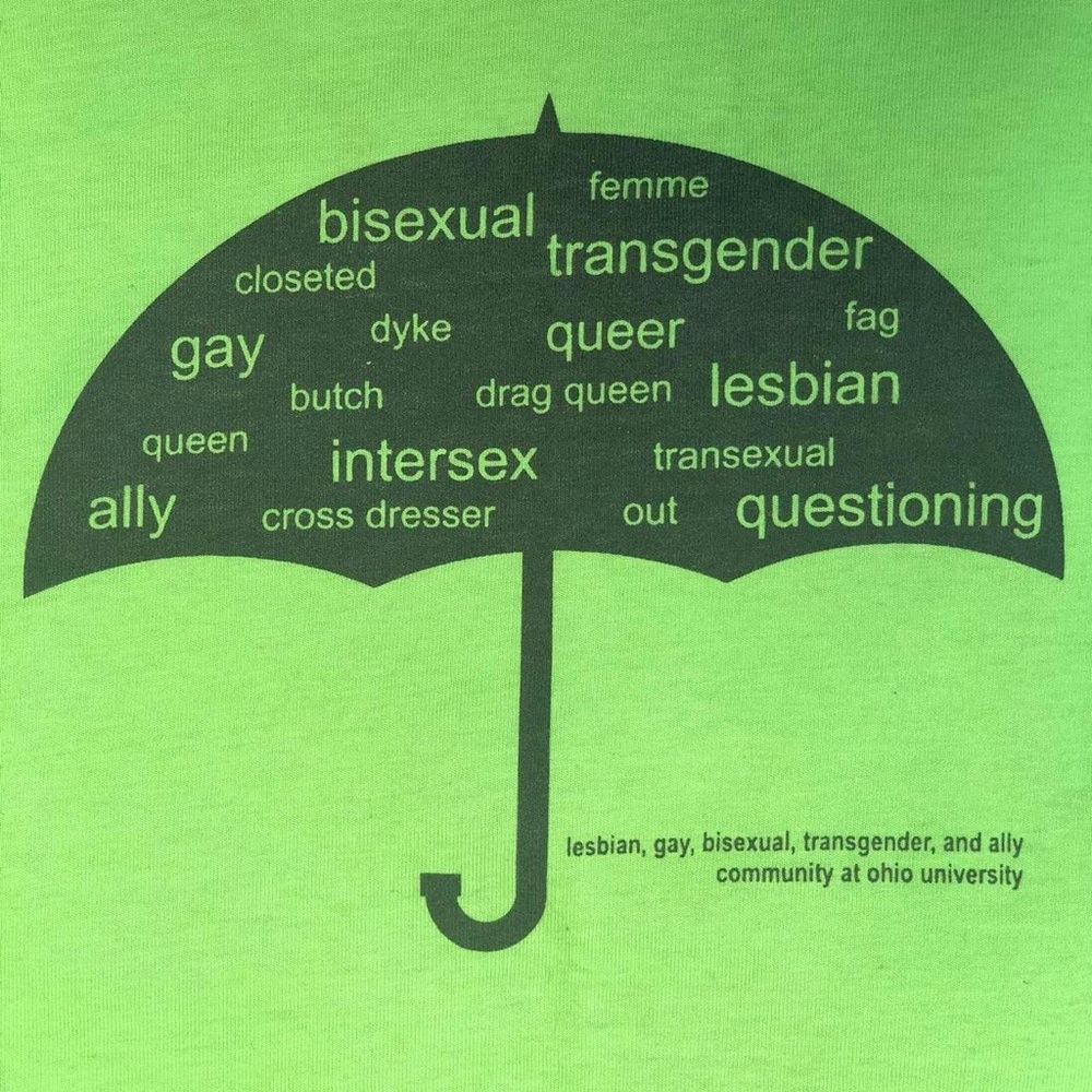 Vintage Lime Green y2k Gay Pride T-shirt, Size M